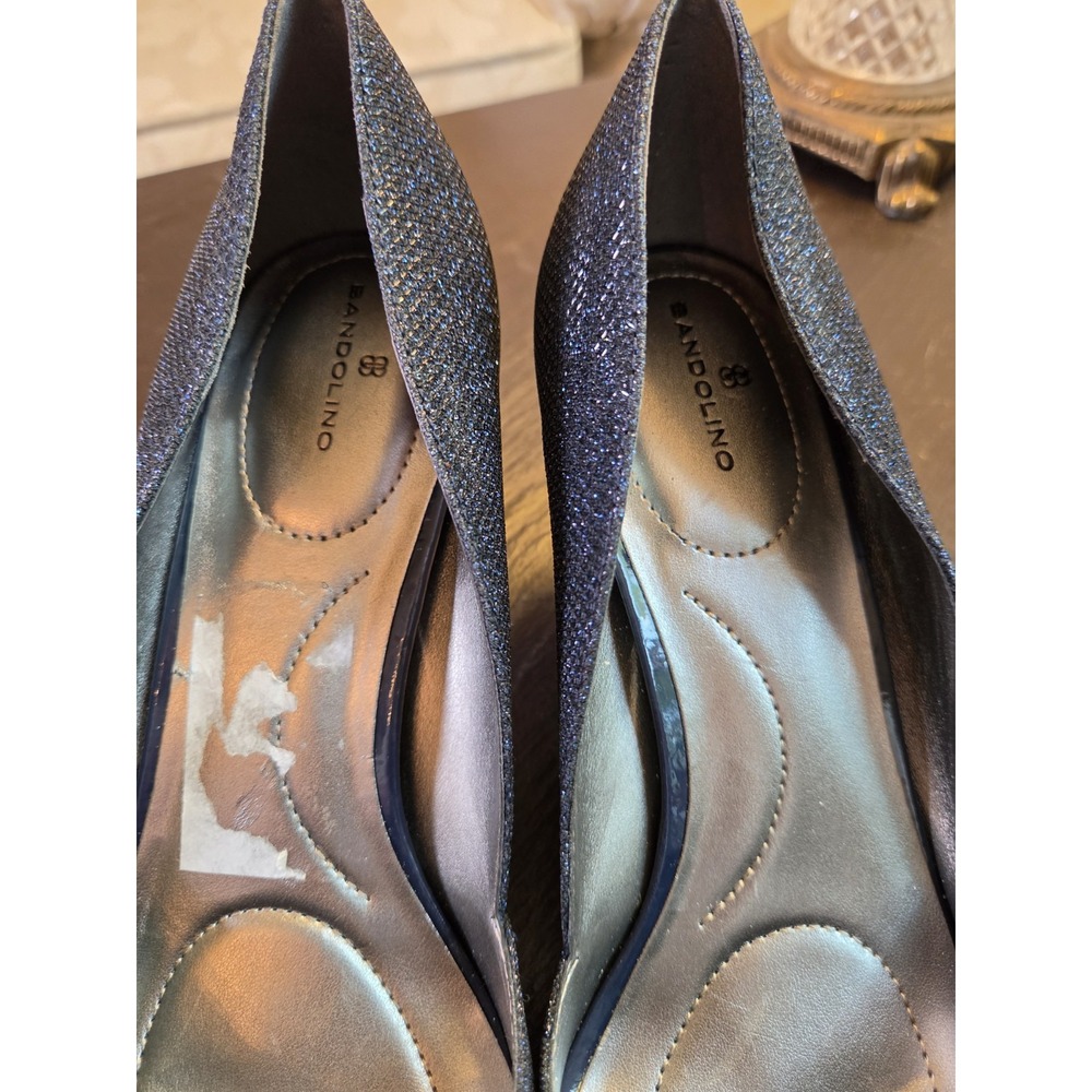 Bandolino Women's Bdniella Peak Toe Sparkle Navy Silver Bow Heels Size 10M NEW! - Picture 6 of 12